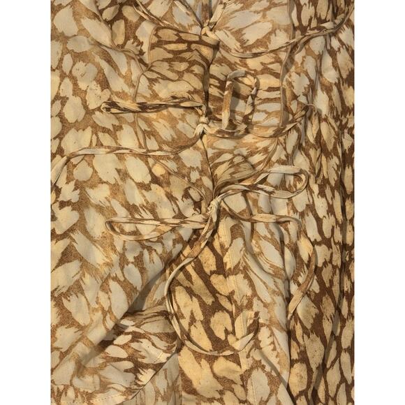 Hester & Orchard Blouse Womens Size Small Animal Print Brown Ruffled Peasant New - Picture 7 of 11